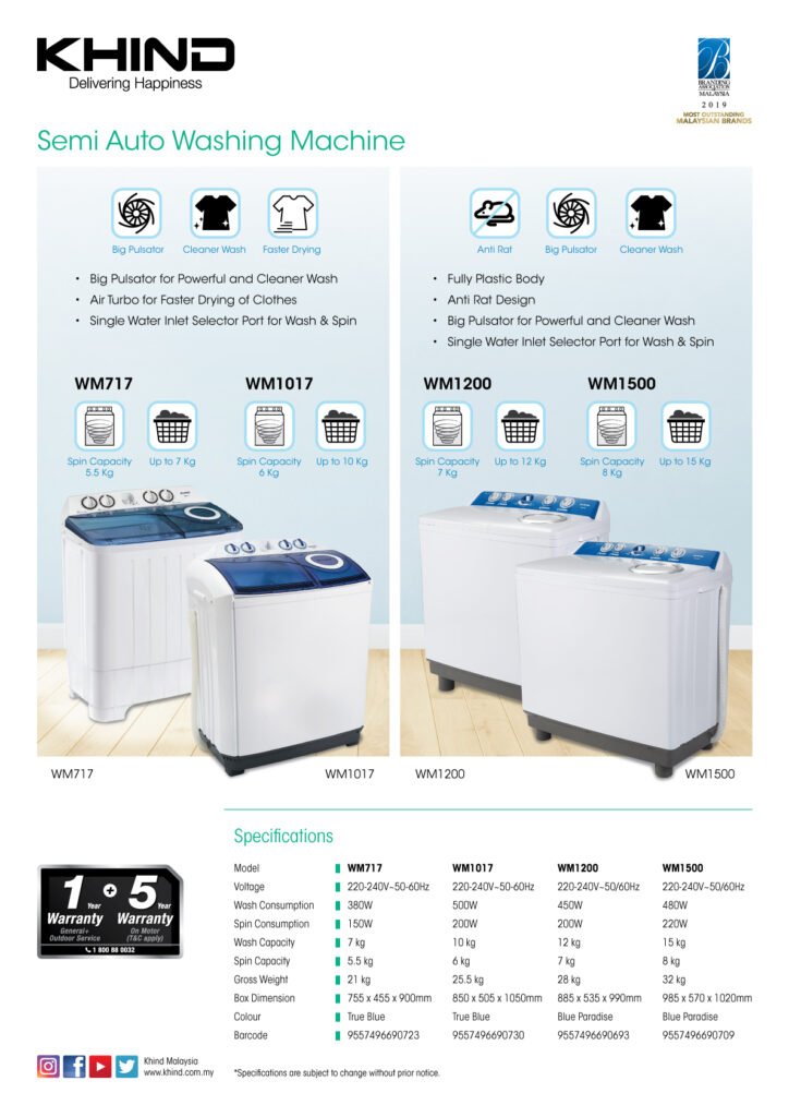 Khind Semi-Automatic Washing Machine