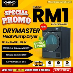Khind 9Kg Clothes Dryer Heat Pump DryMaster (DHP90)